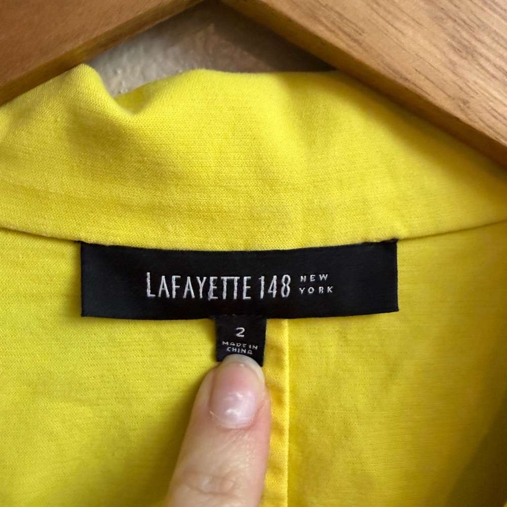 Lafayette 148 Sleeveless Zip Front Collared Midi Dress Yellow Size 2 Office - Picture 3 of 5